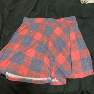 Red and Blue plaid mini skirt